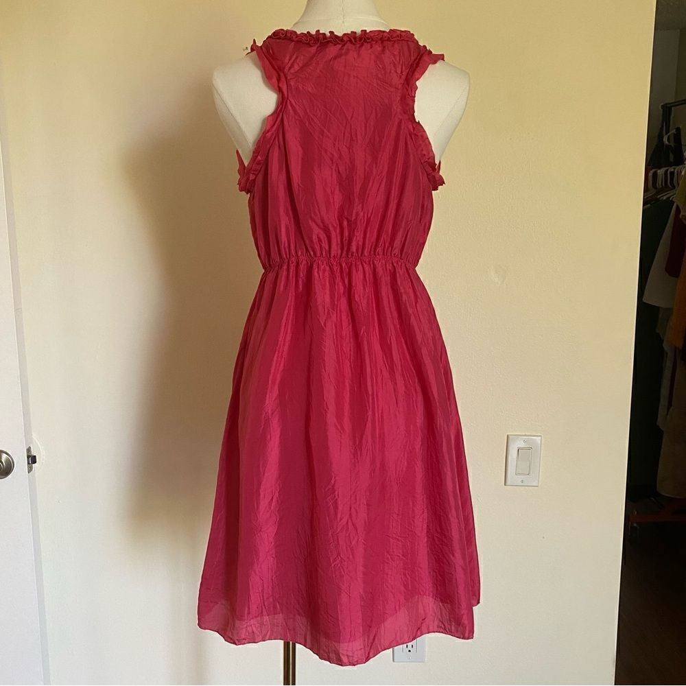 Calypso St Barth Silk Raspberry Pink Sleeveless Mini Dress Crinkle Ribbon Size S - Picture 6 of 13